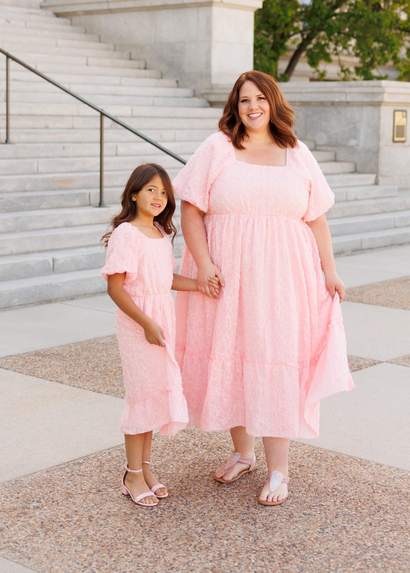 Carlee Pink Floral Textured Little Girl Dress