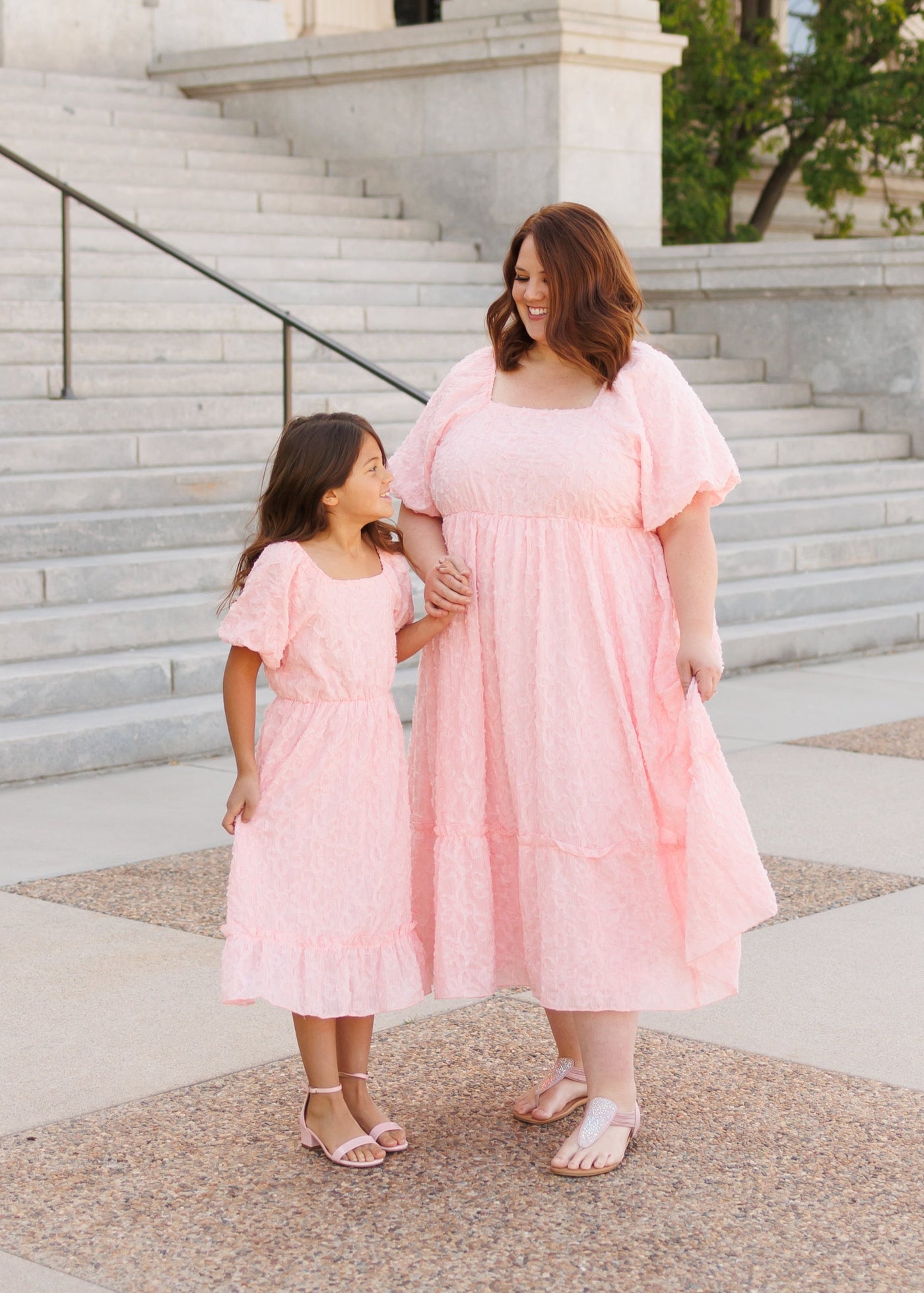 Carlee Pink Floral Textured Little Girl Dress