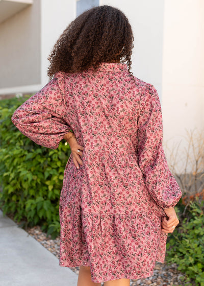 Back view of the pink floral dress
