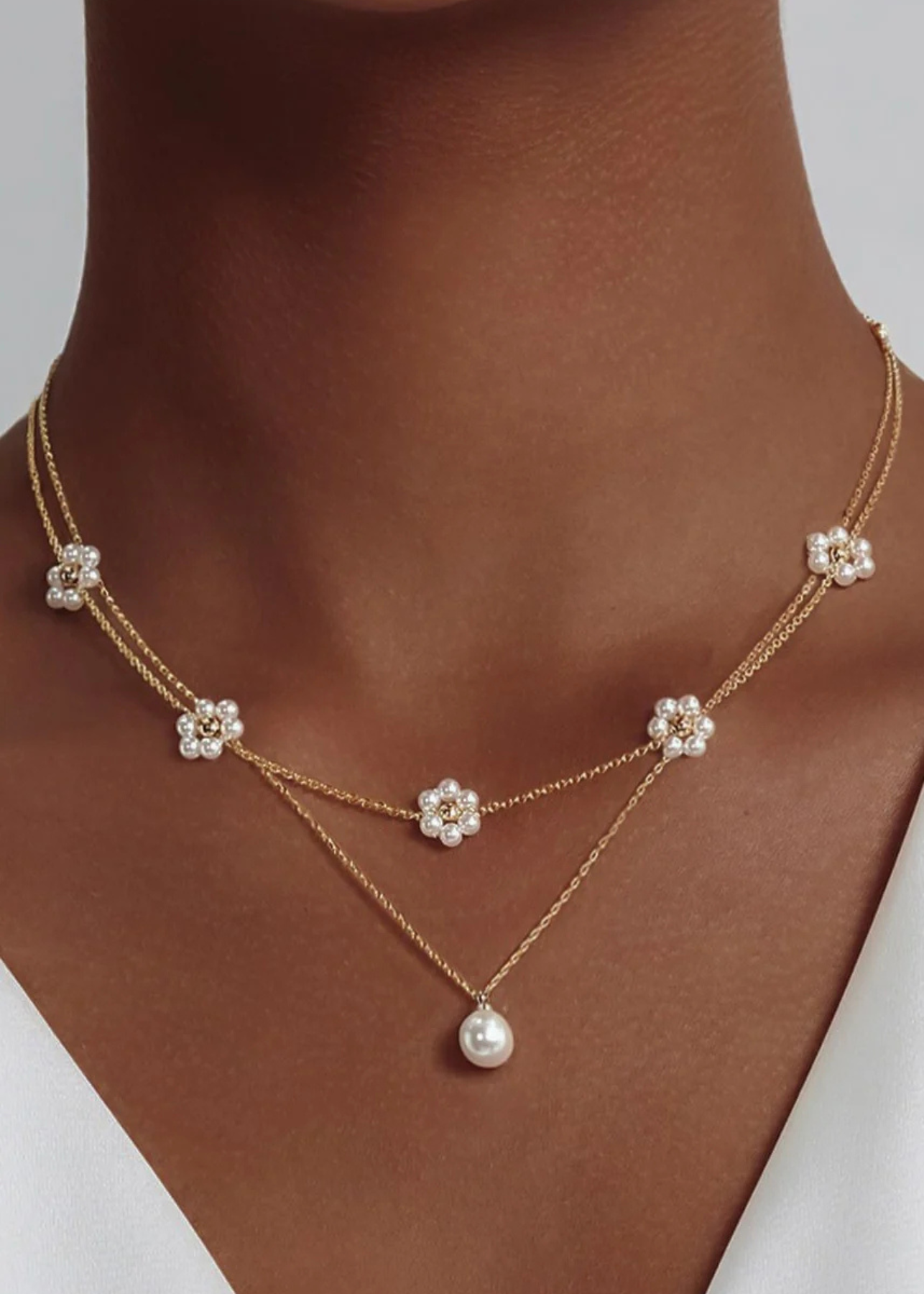 18K pearl flower necklace