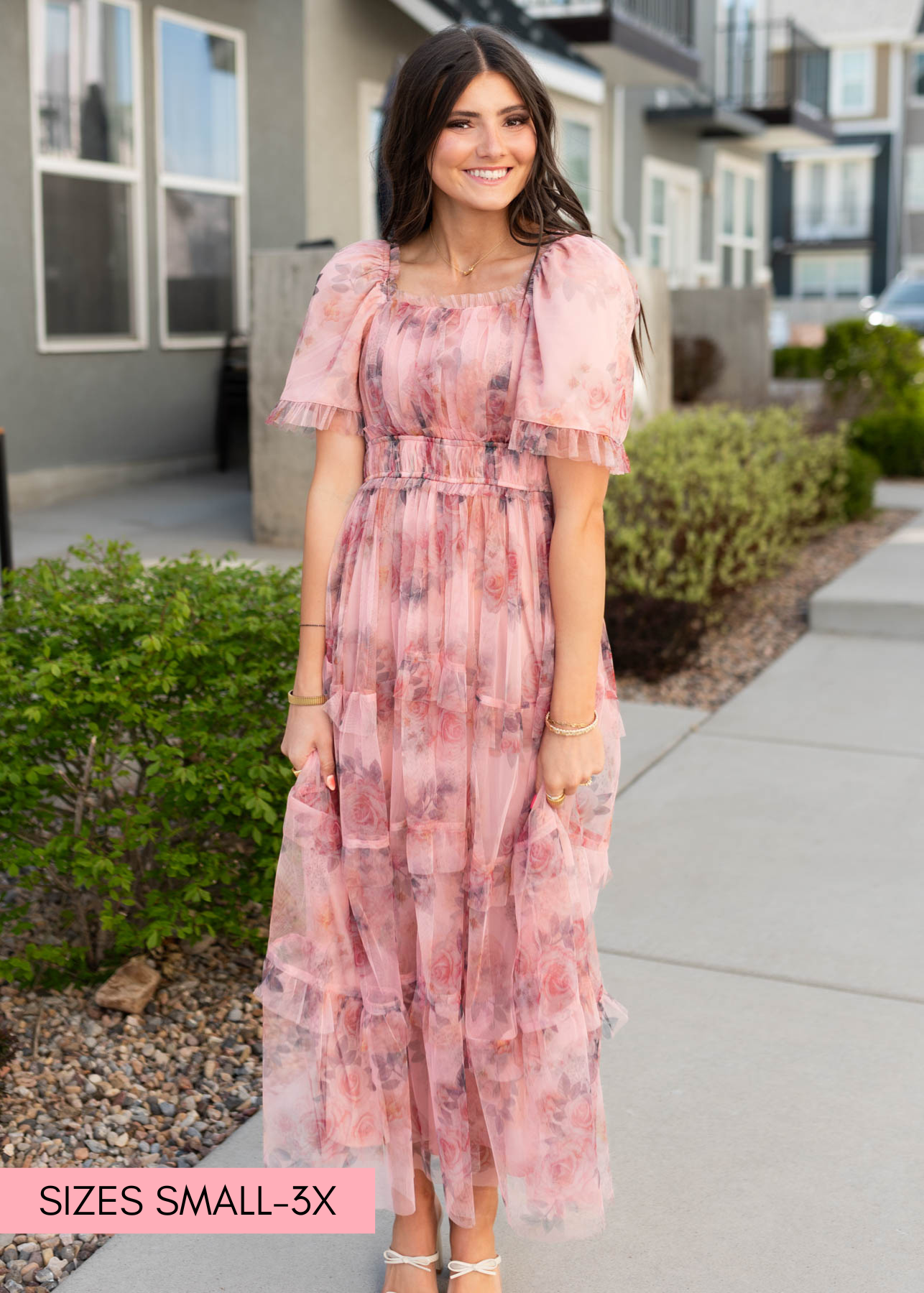 Pink floral dress