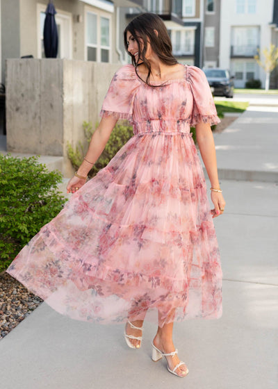 Tulle pink floral dress