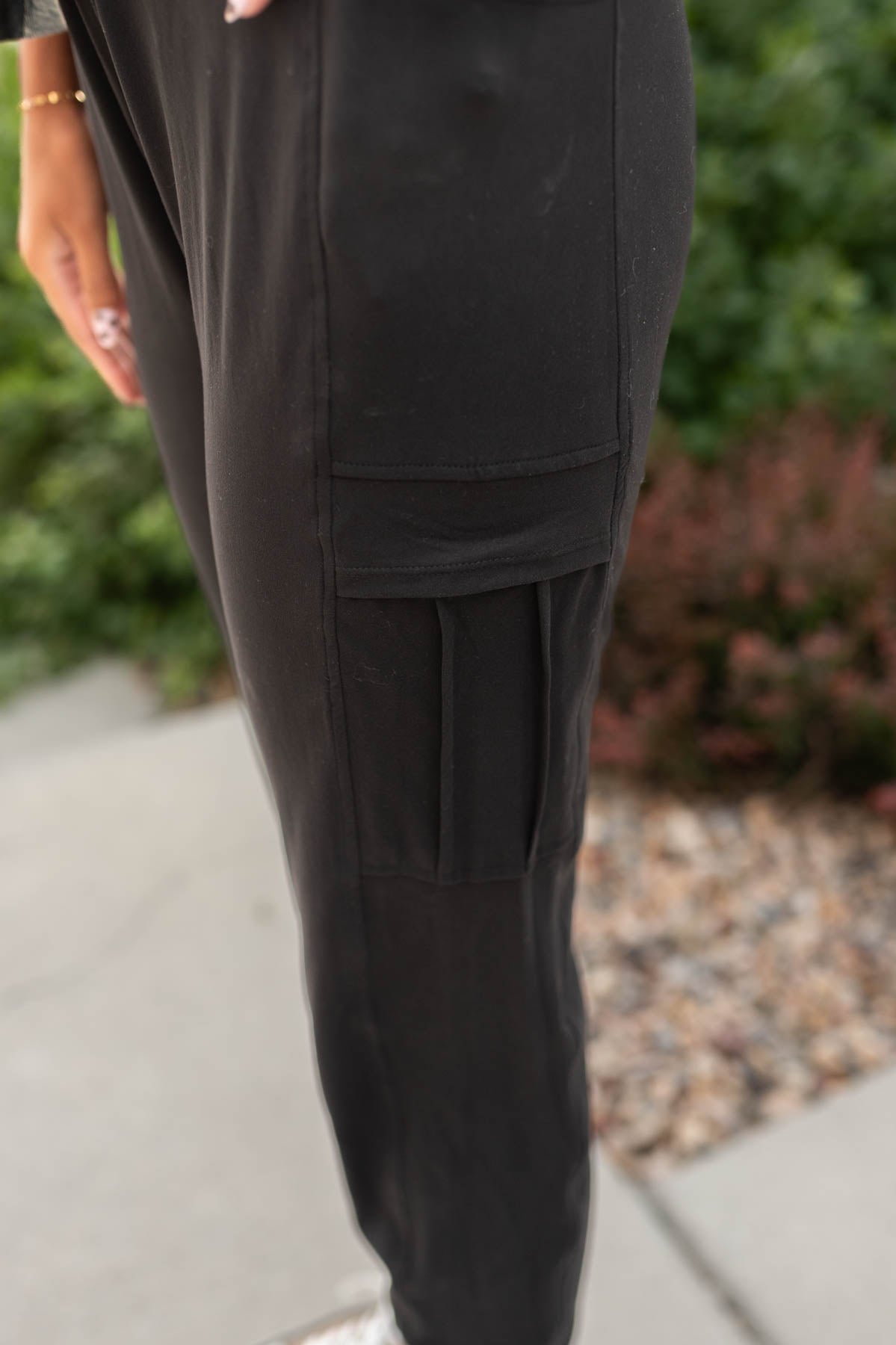 Charleigh black joggers with side pockets