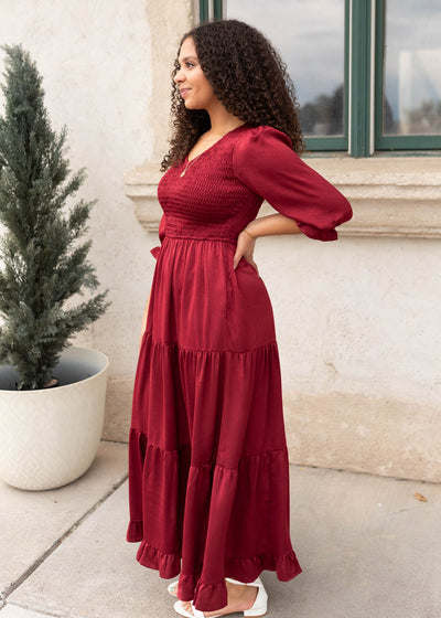 Charlotte Wine Smocked Dress
