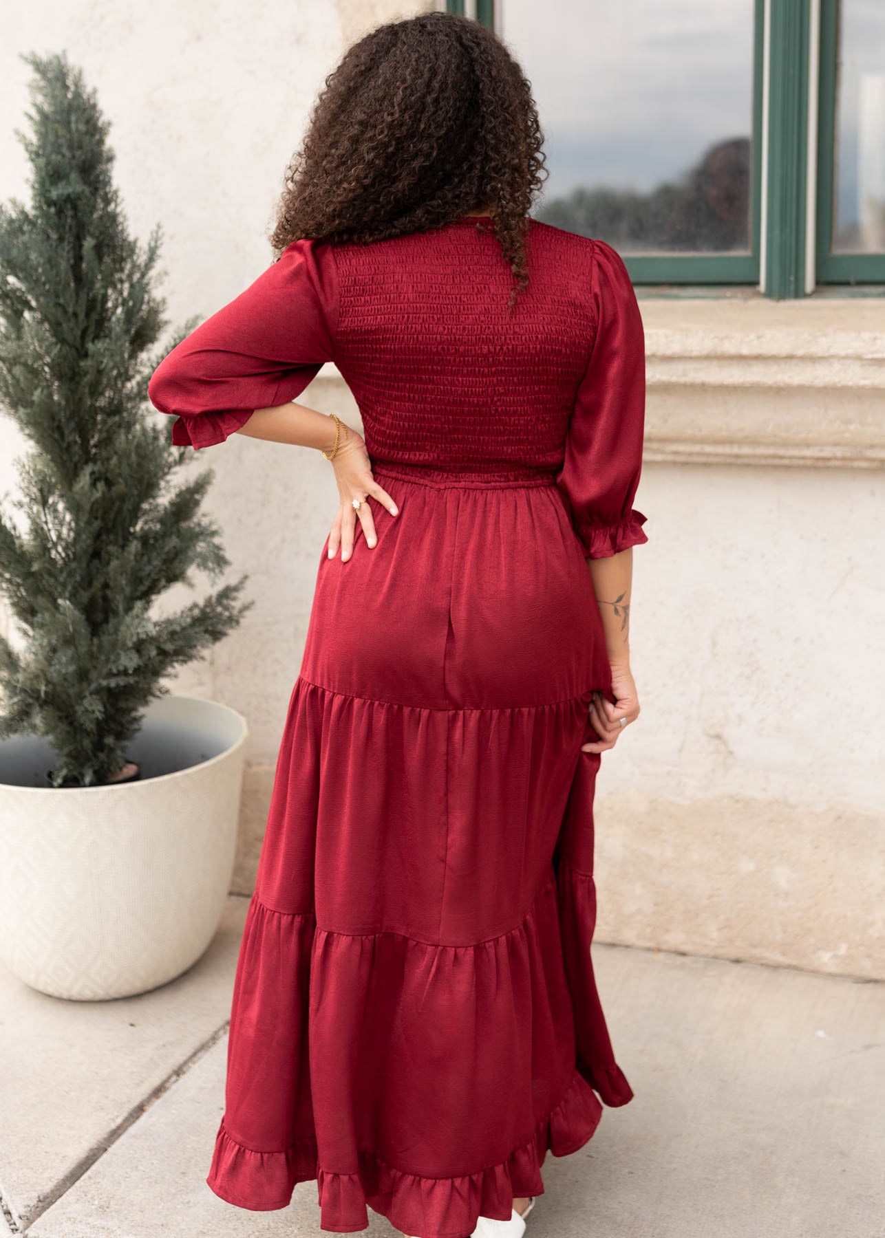 Charlotte Wine Smocked Dress