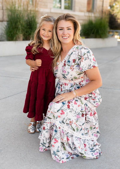 Charlotte Wine Smocked Little Girl Dress