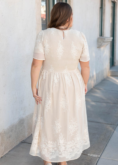 Cherish Champagne Embroidered Dress
