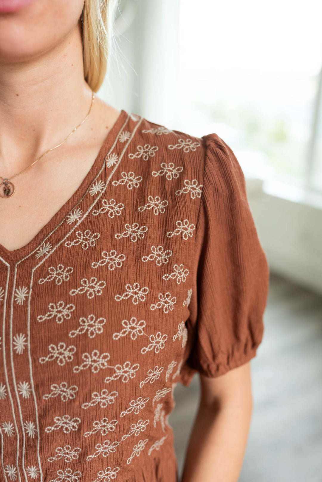 Cheryl Rust Embroidered Dress Tea N Rose Lena Layne Cheryl Rust Embroidered Dress Tea N Rose Lena Layne