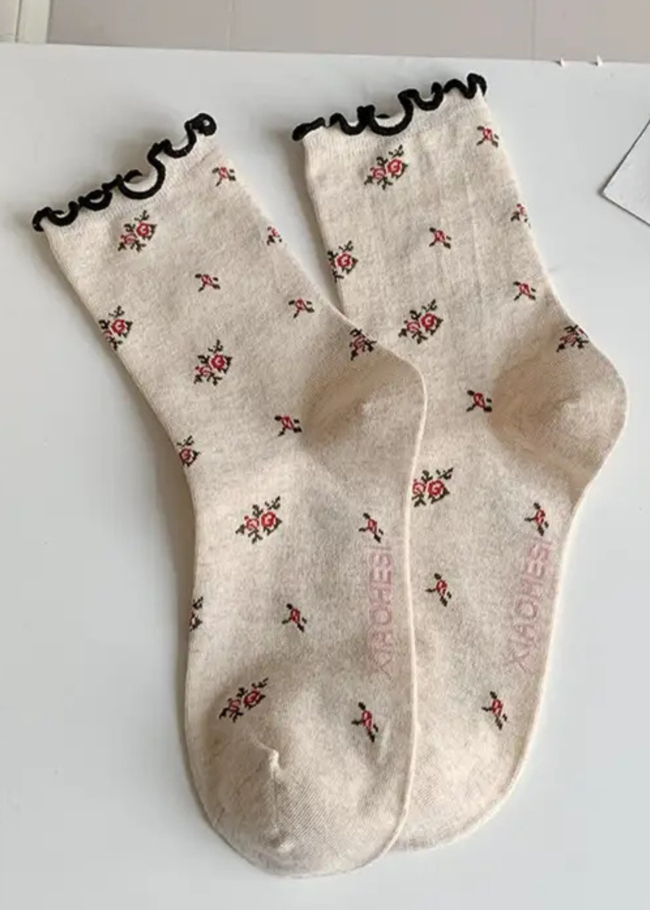 Christian Beige Floral Socks