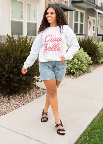 Ciao bella white sweatshirt with long sleeves