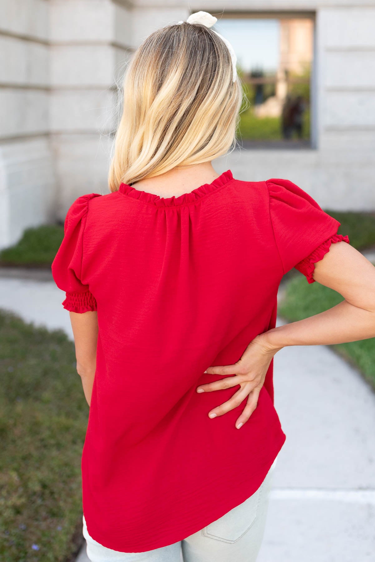 Back view of the red top