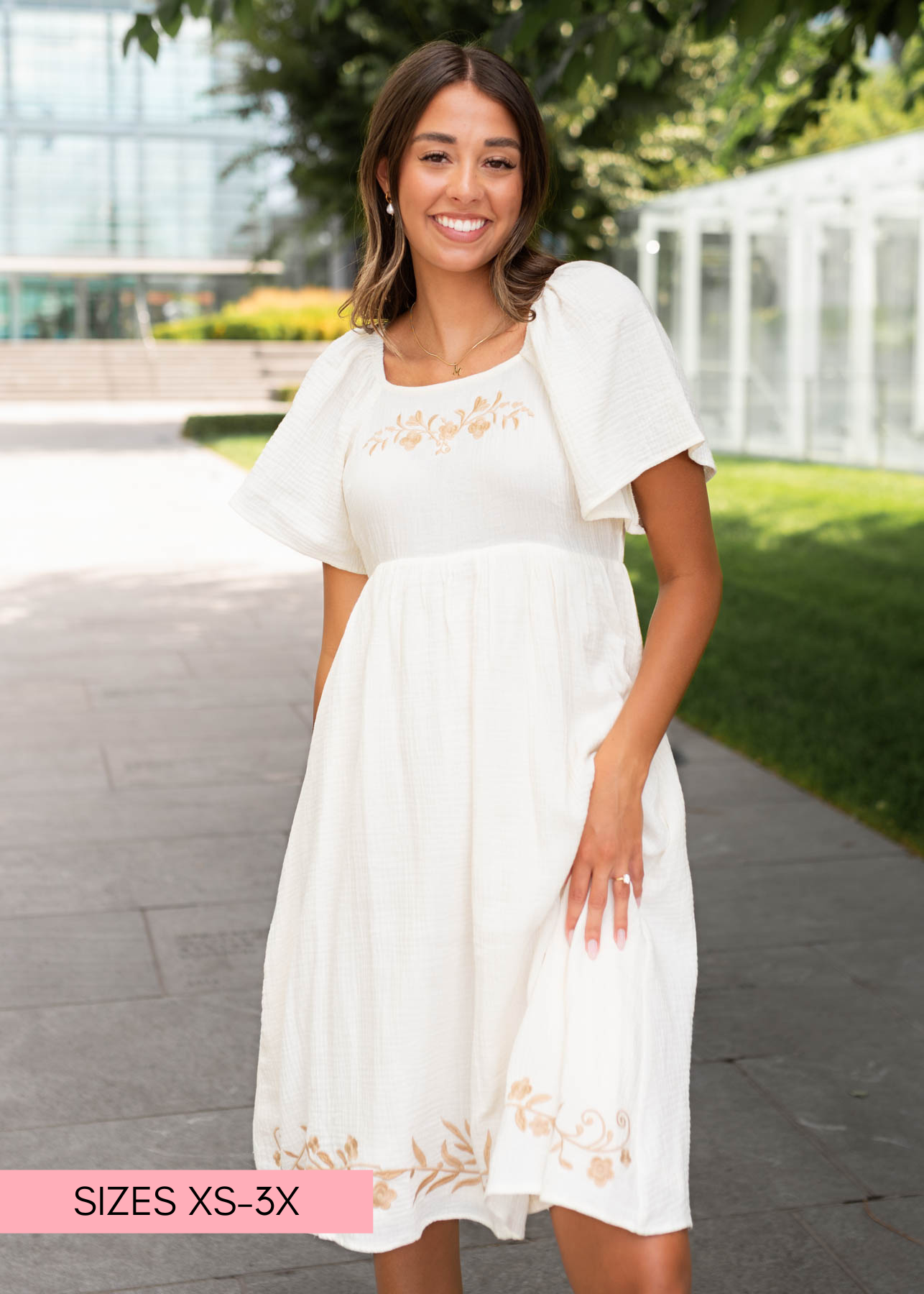 Clarisse Ivory Embroidered Dress
