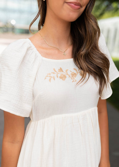 Clarisse Ivory Embroidered Dress