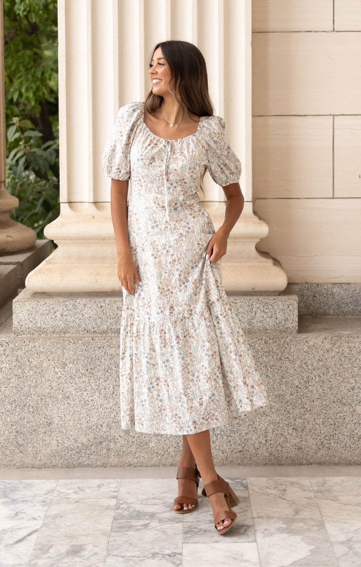 Cleo Cream Floral Midi Dress Lena & Lou Lena Layne Cleo Cream Floral Midi Dress Lena & Lou Lena Layne