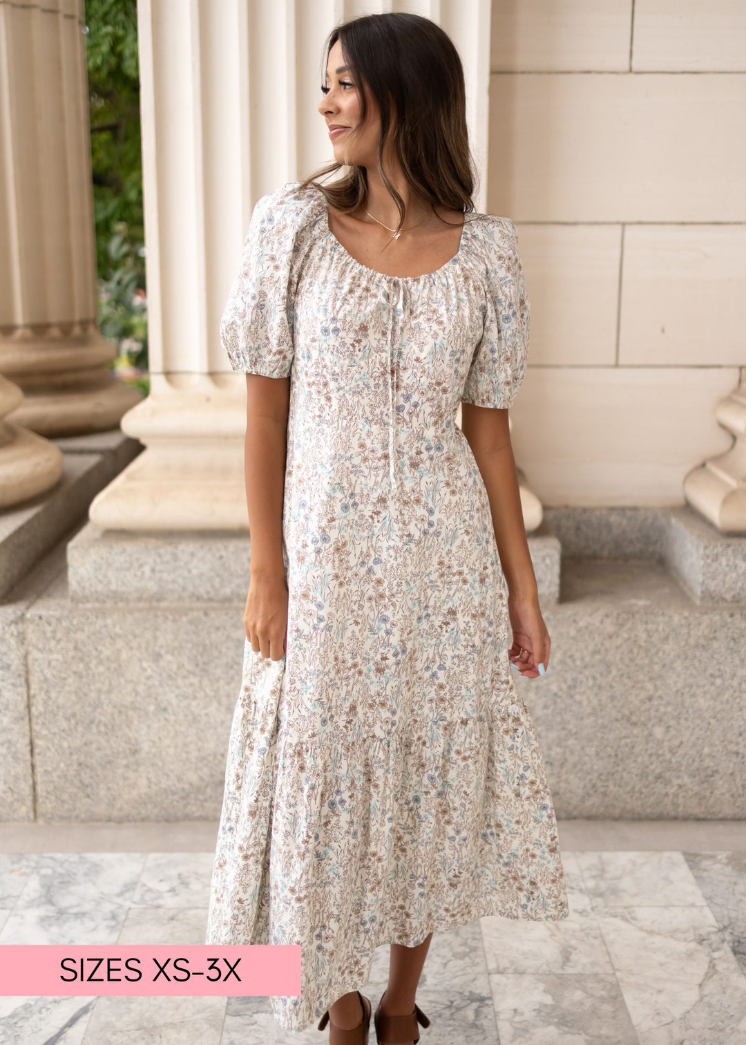 Cleo Cream Floral Midi Dress Lena & Lou – Lena Layne