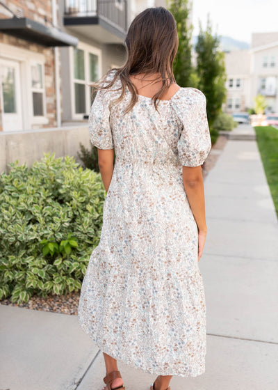 Back view of the cream floral dress at Lena Layne
