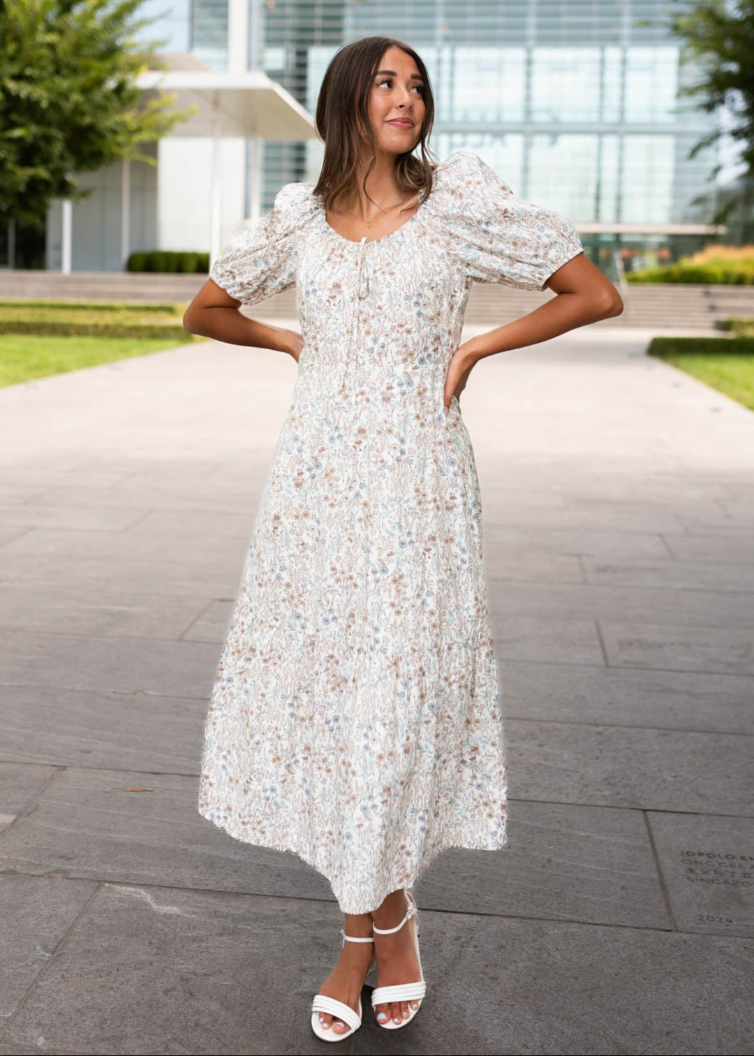 Cleo Cream Floral Midi Dress Lena & Lou Lena Layne Cleo Cream Floral Midi Dress Lena & Lou Lena Layne