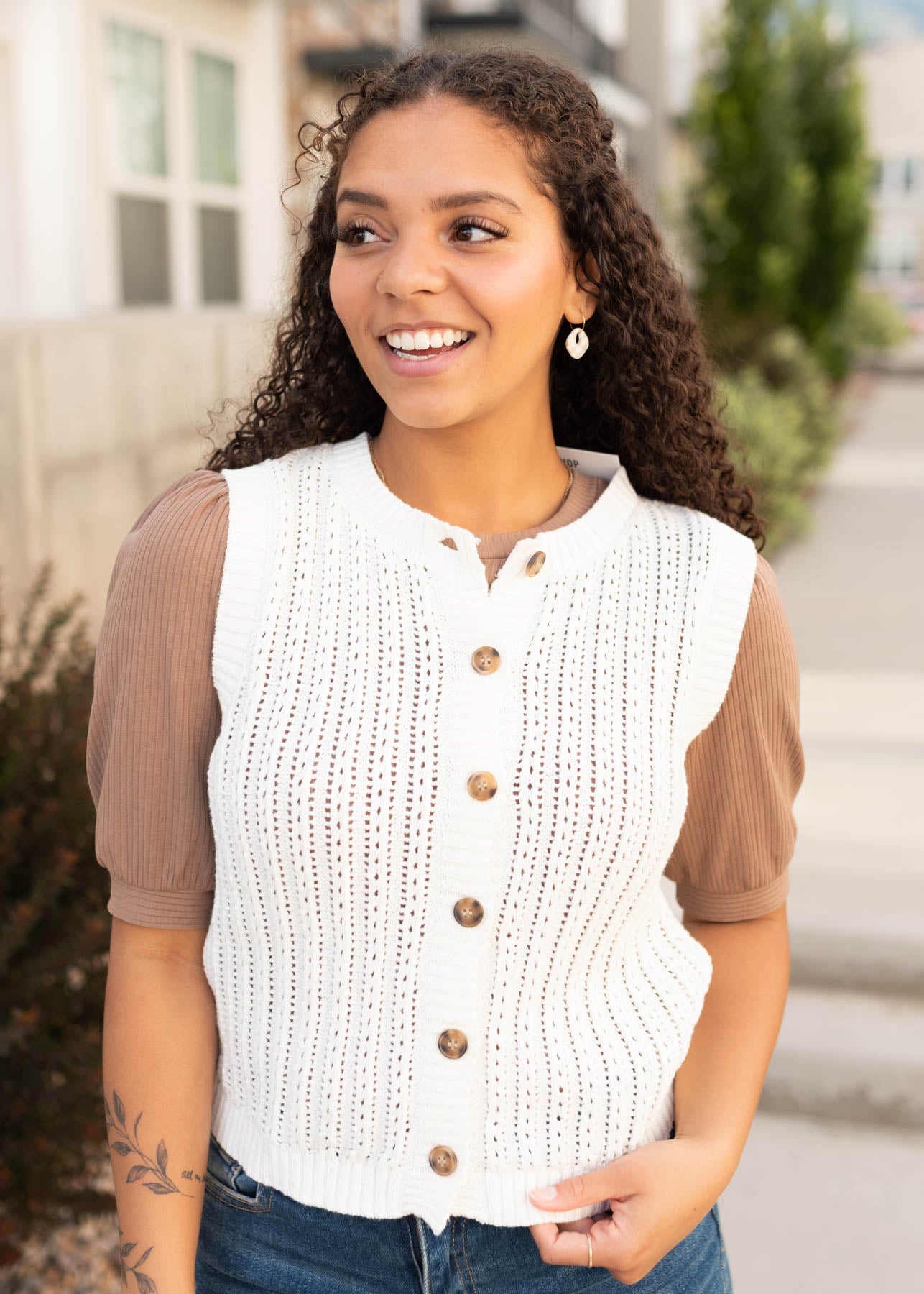 Modest ivory sweater vest