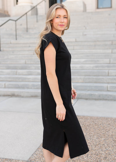 Side view of the carbon black dress