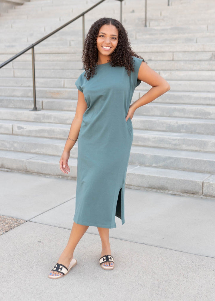 Colleen Forest Green Midi Dress Zenana – Lena Layne
