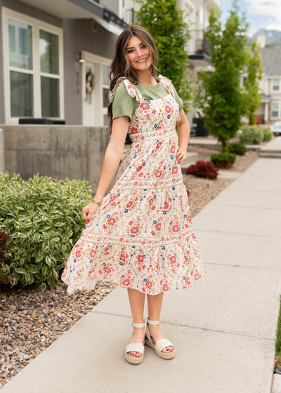 Tiered skirt floral dress