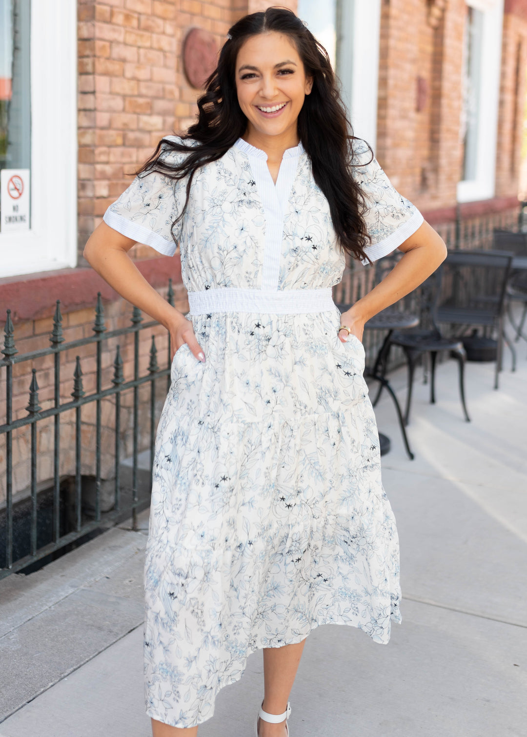 heart shaped blue dress Blu Pepper Contrast Lace Trim Smocked Waist Midi Skirt and Cropped Top Set CR2666-B Brown / Large main image 1