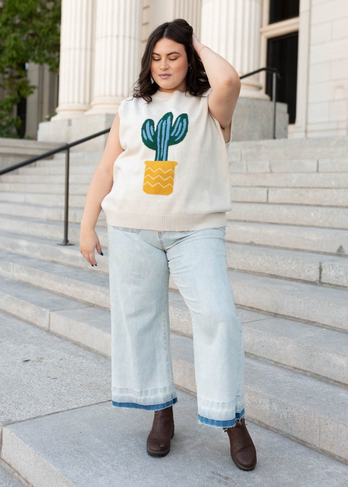 Modest and cactus sweater vest in plus size at Lena Layne