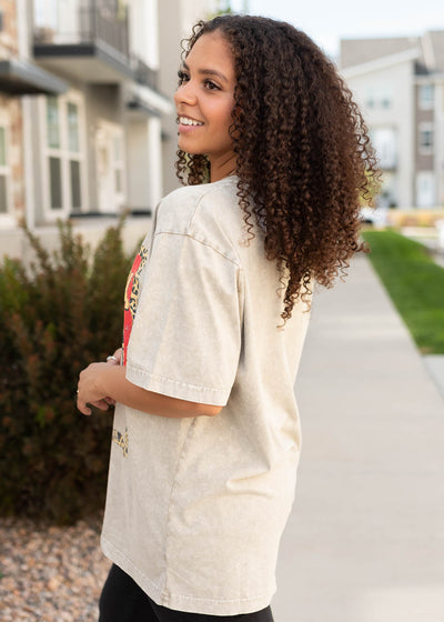Side view of the cowboy light mocha graphic tee