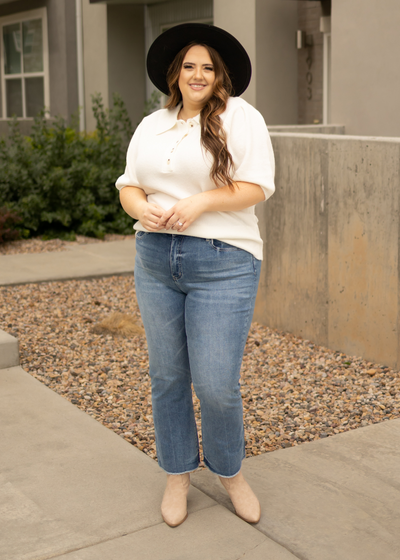 Plus size ivory top