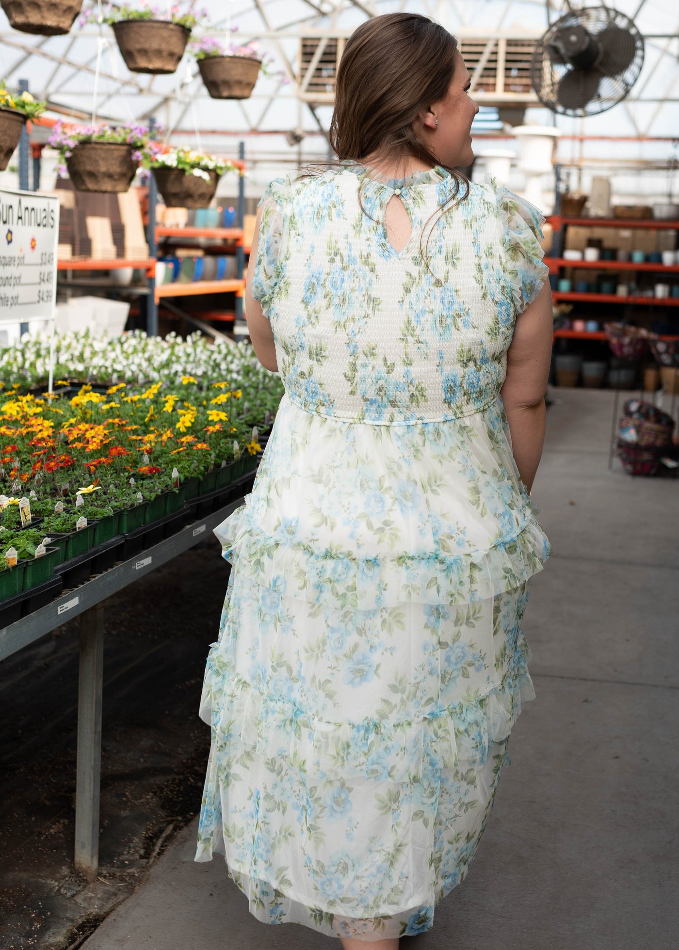cream dress with blue flowers Alexia Cream Blue Floral Mesh Dress
