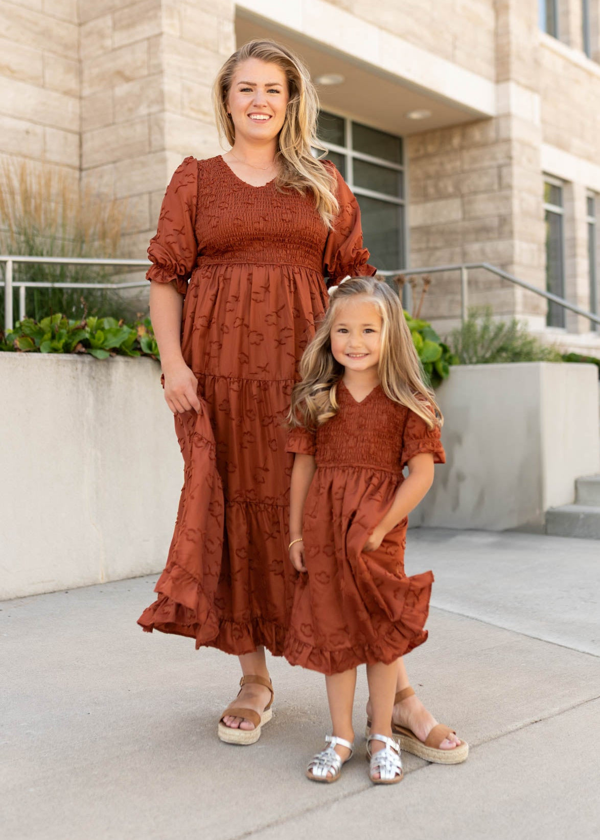 Aurelia Rust Smocked Little Girl Dress