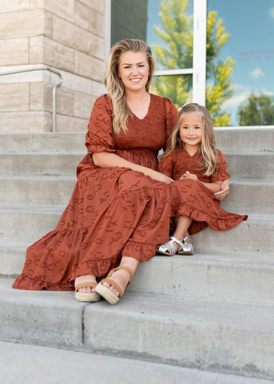 Aurelia Rust Smocked Little Girl Dress