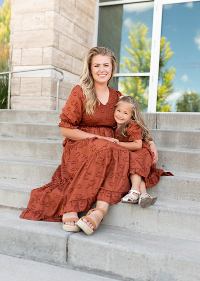 Aurelia Rust Smocked Little Girl Dress