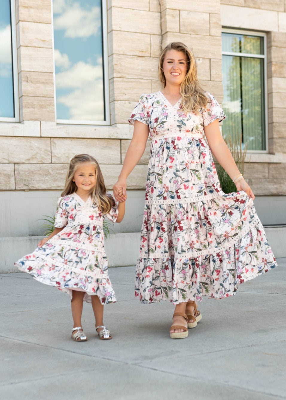 Zoie Pink Floral Tiered Little Girl Dress