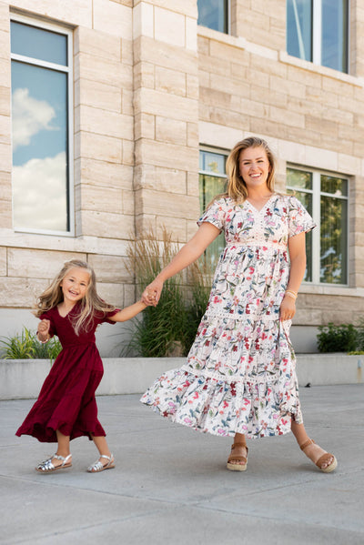 Charlotte Wine Smocked Little Girl Dress