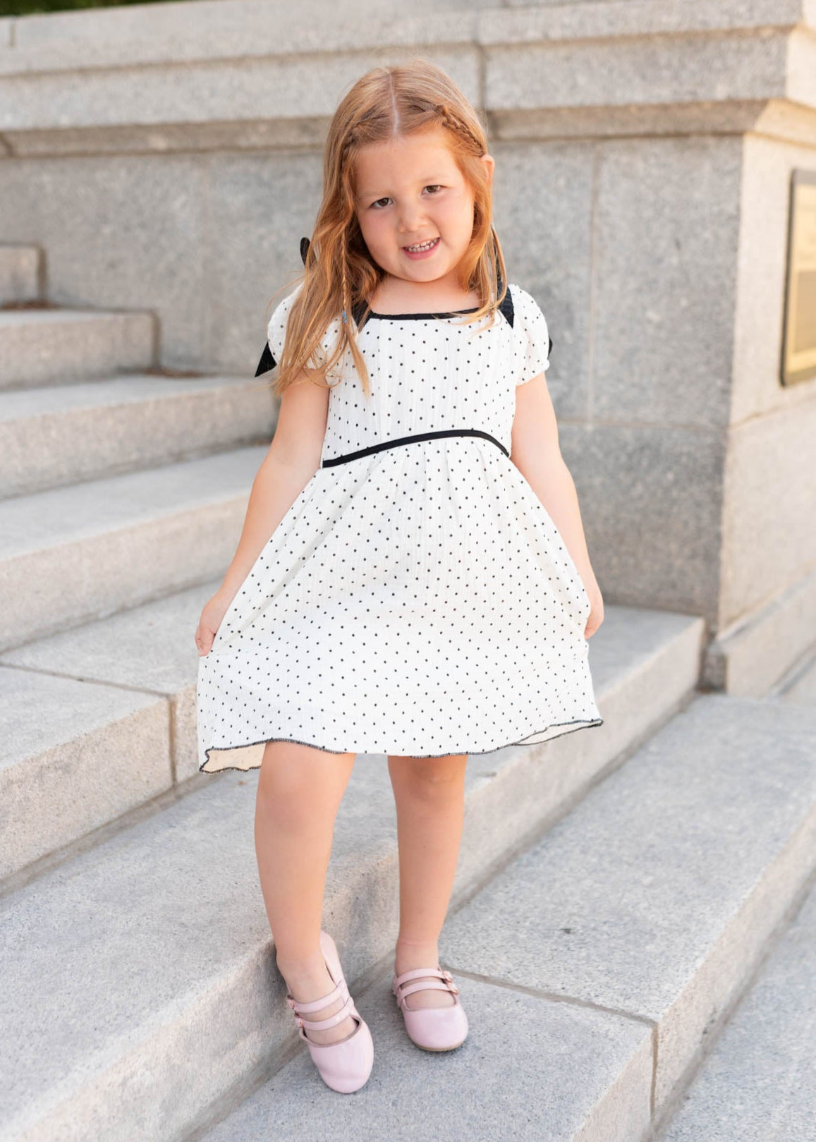 Dottie Ivory Polka Dot Little Girl Dress
