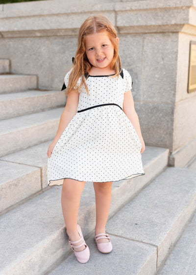 Dottie Ivory Polka Dot Little Girl Dress