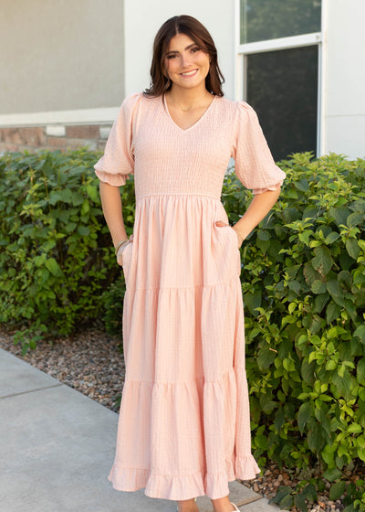Liv Blush Smocked Dress