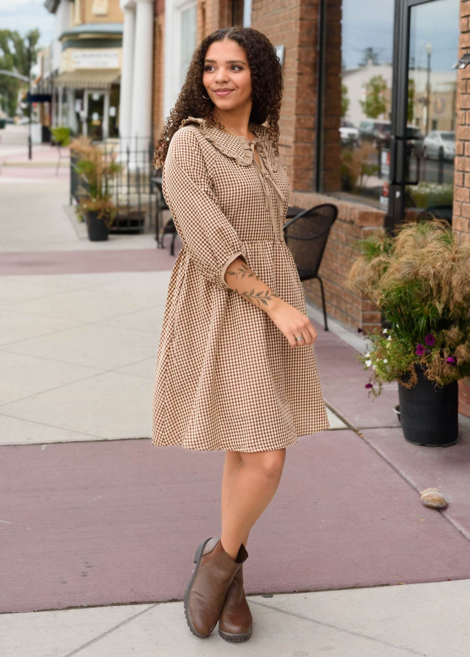 Penelope Brown Gingham Dress