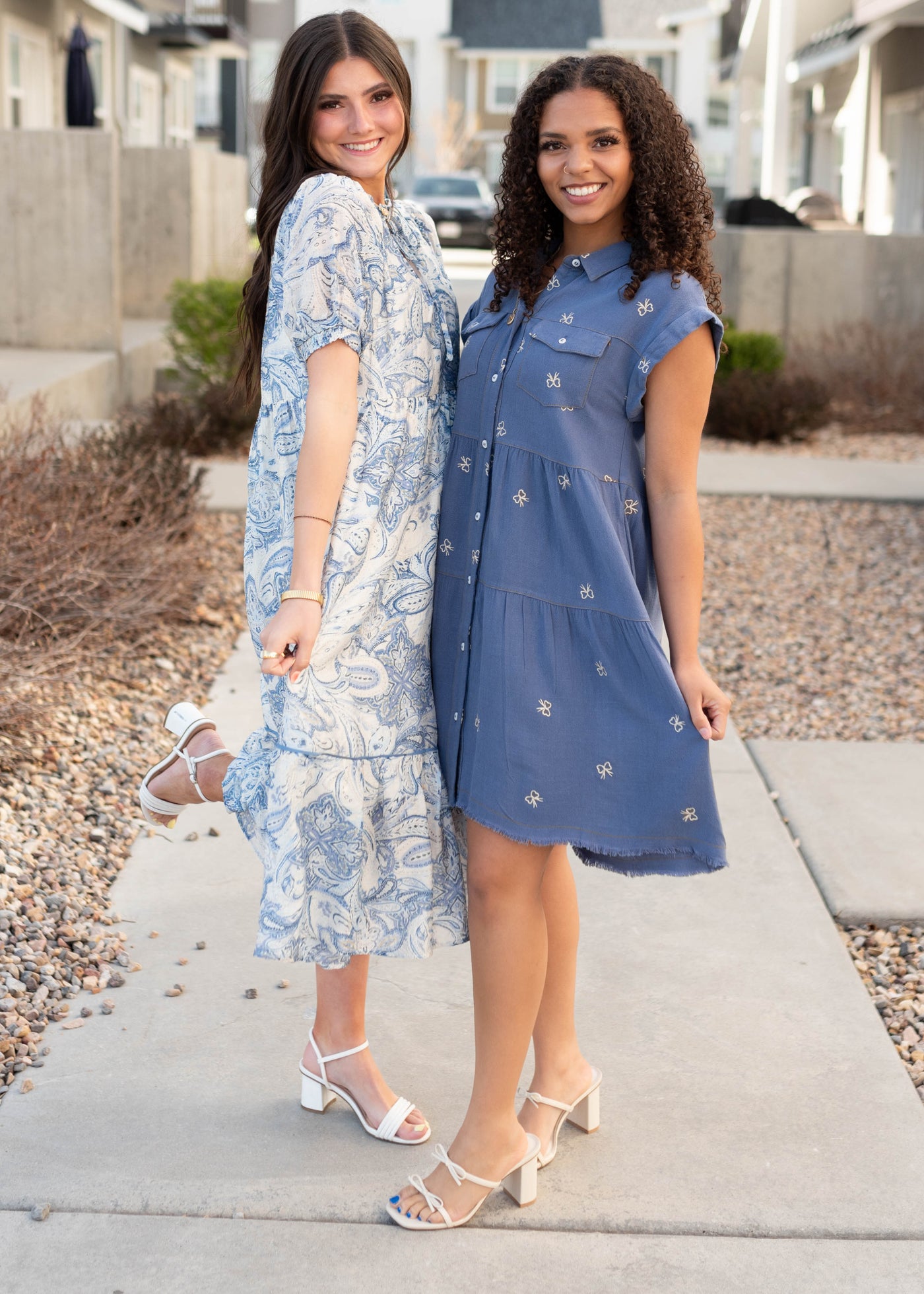 Perla Blue Paisley Pattern Dress