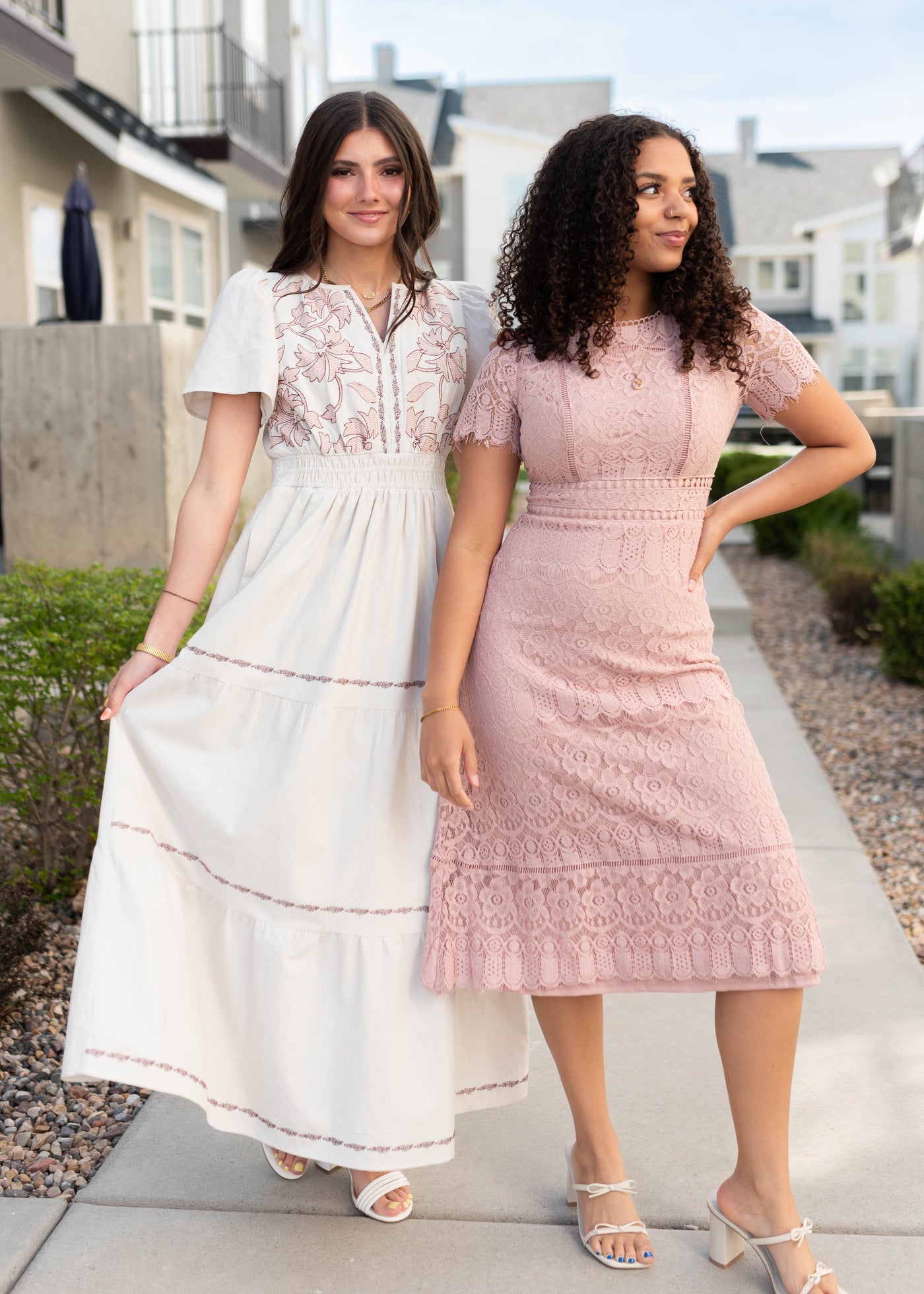 Evangeline Dusty Pink Lace Dress
