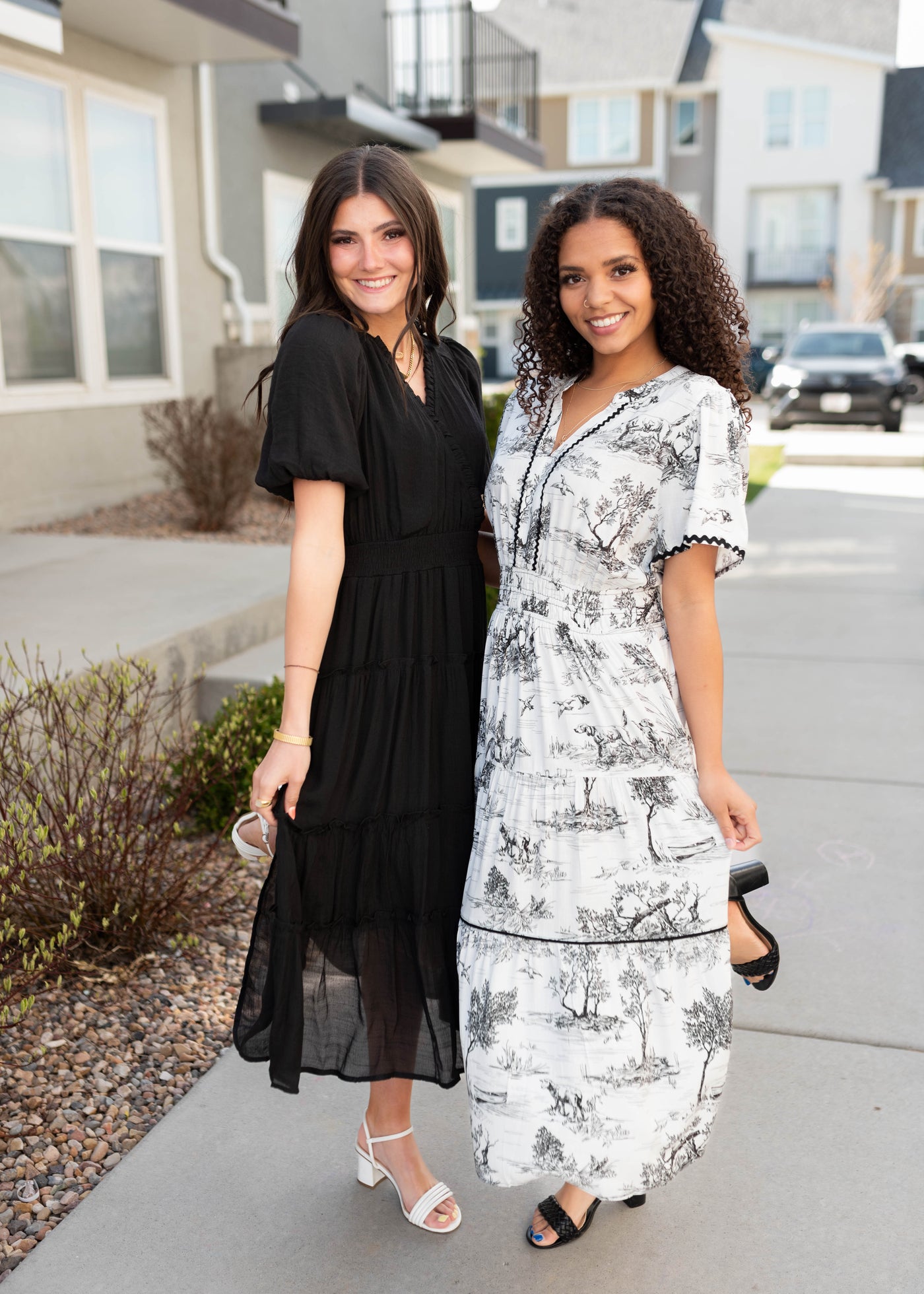Sidney Black Print Tiered Dress