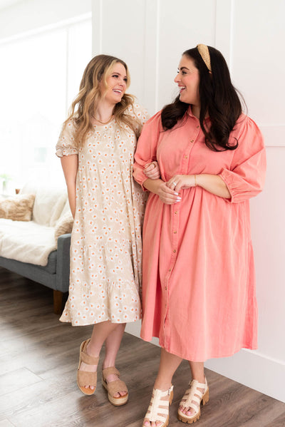 Reagan Beige Floral Tiered Dress