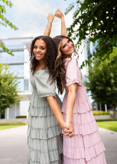 Korin Dusty Rose Ruffle Tiered Dress