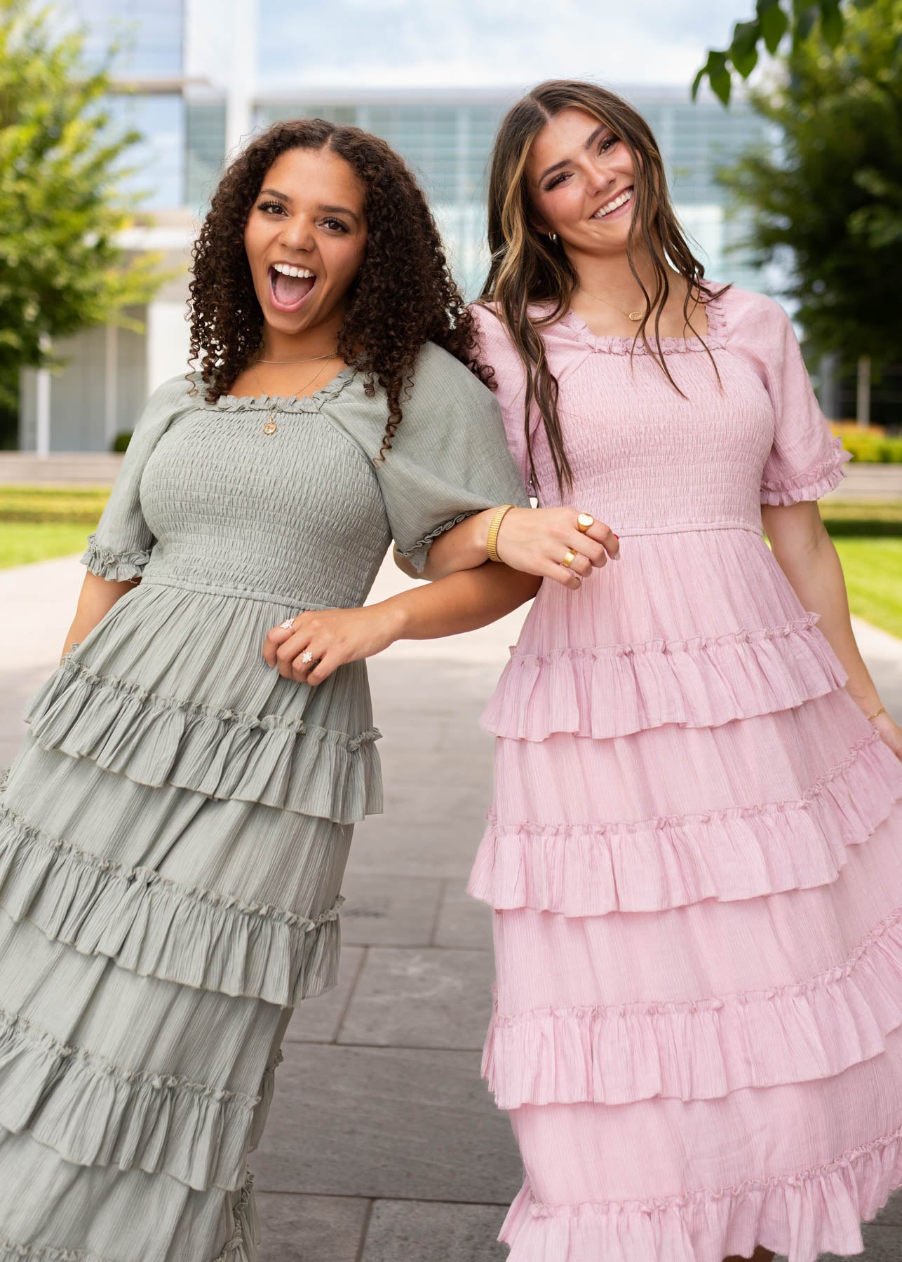 Korin Dusty Rose Ruffle Tiered Dress