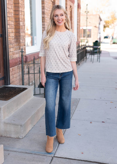 Modest cream floral top