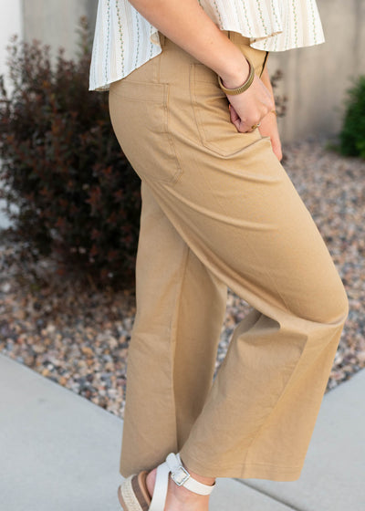 Side view of the khaki pants