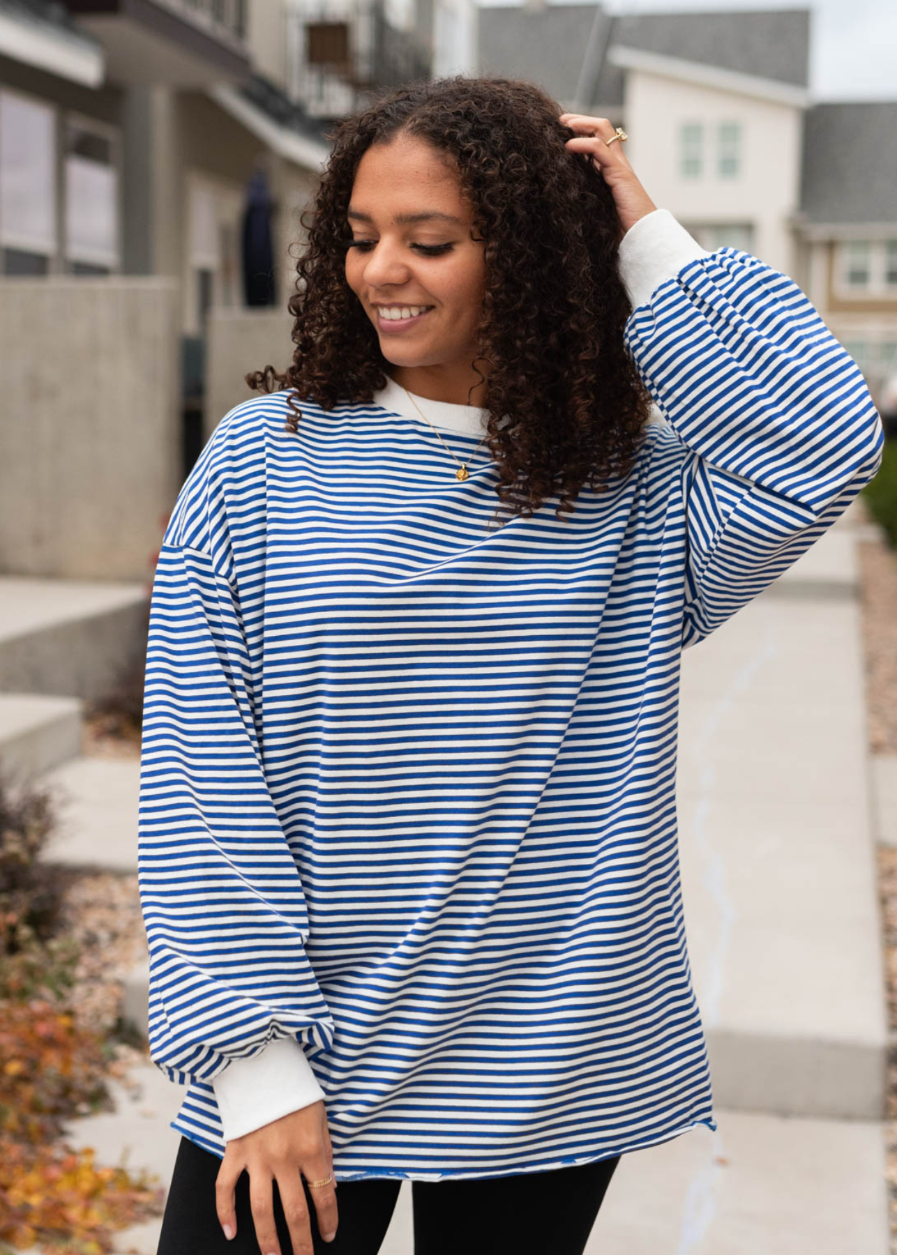 Royal blue top with long sleeves