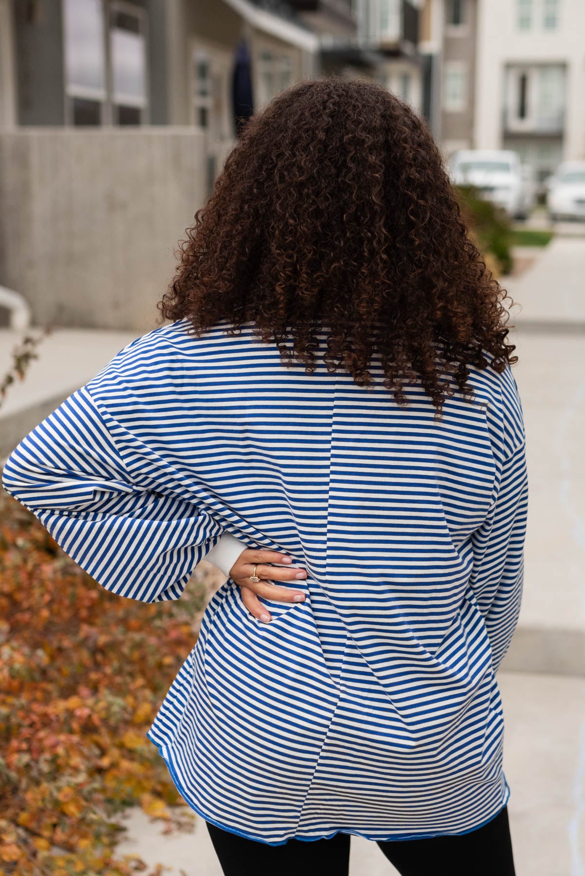 Back view of the royal blue top
