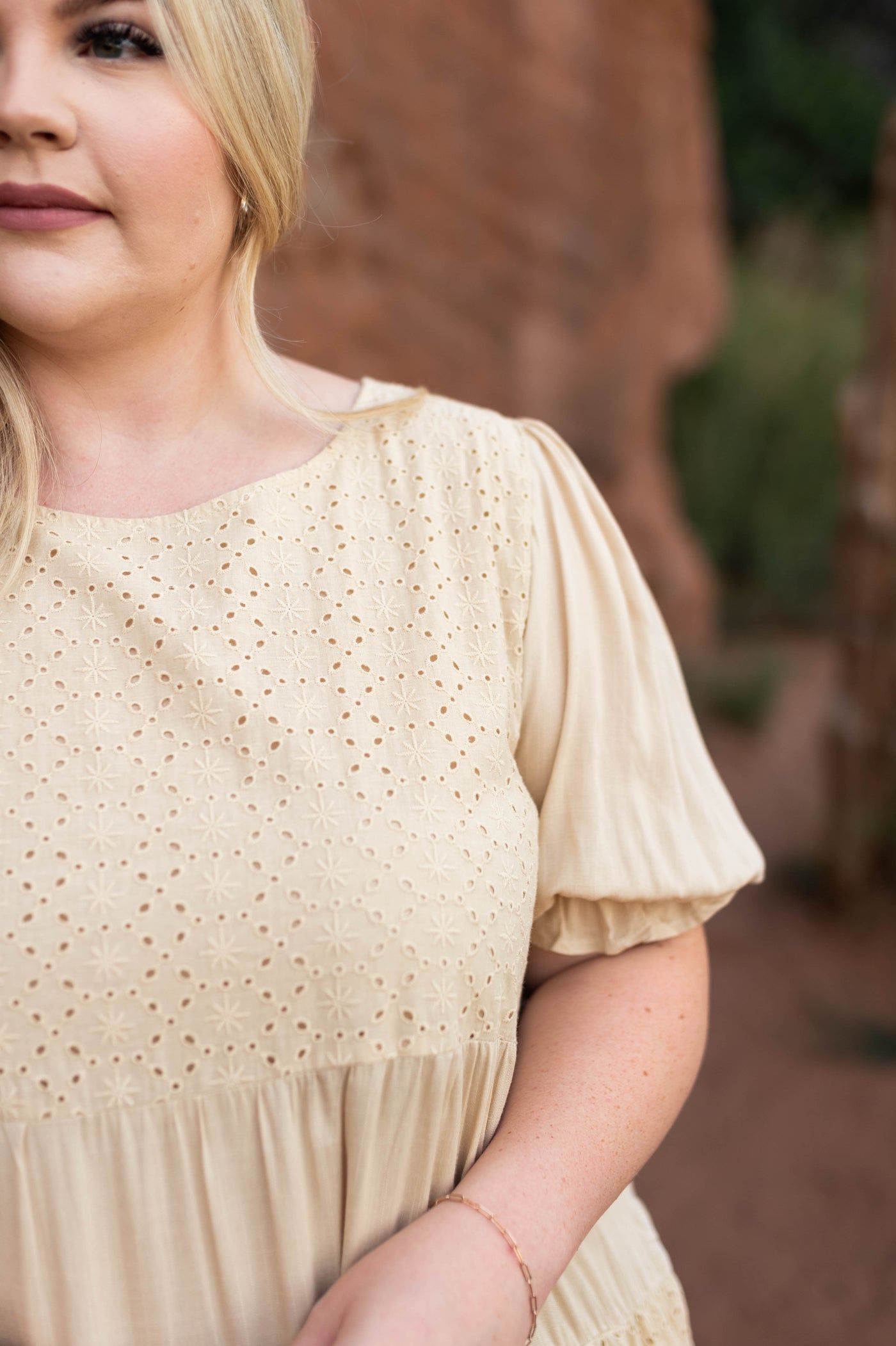 Plus size beige dress
